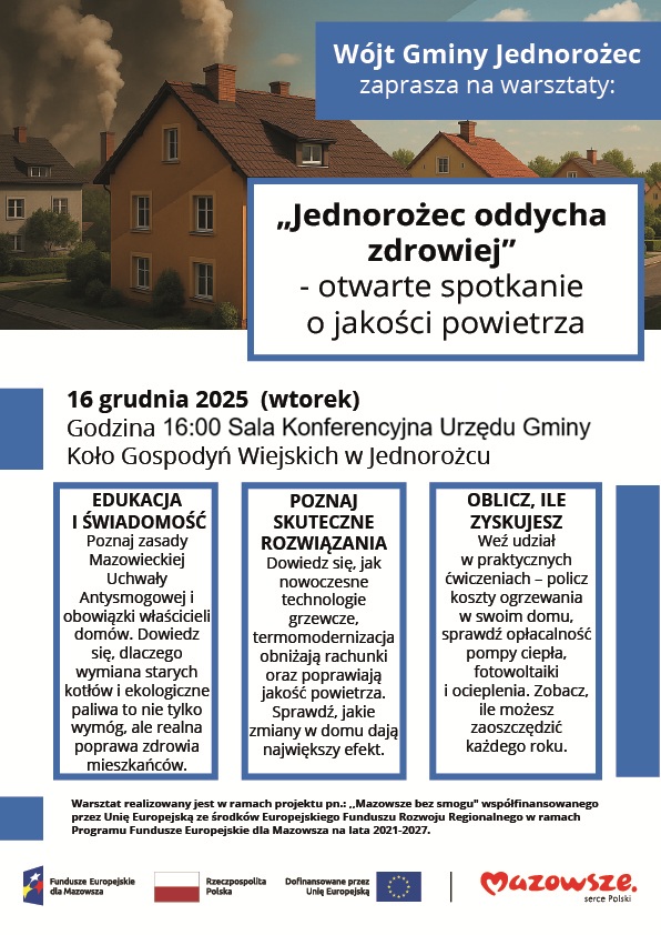 Plakat dotyczący spotkania Jednorożec oddycha zdrowiej