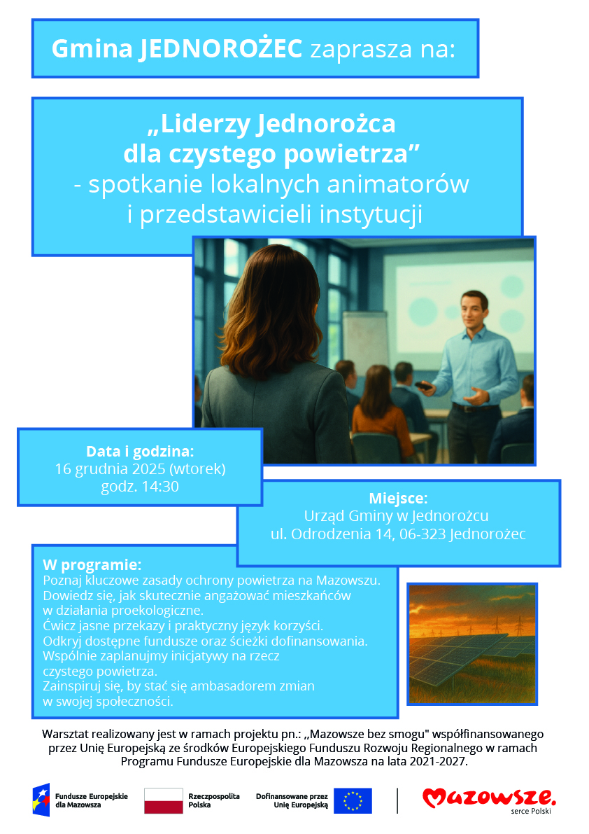 Plakat &bdquo;Liderzy Jednorożca dla czystego powietrza&rdquo;