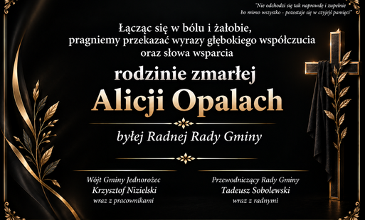 Zdjęcie do Z głębokim żalem i smutkiem przyjęliśmy wiadomość o śmierci byłej Radnej Rady Gminy